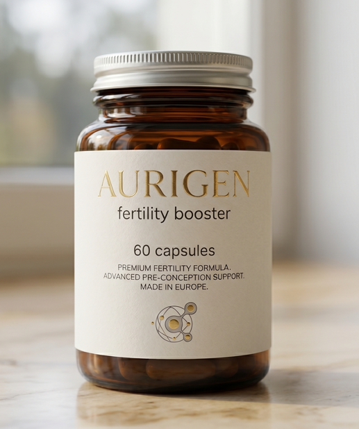 Aurigen — стъклен буркан от кехлибар с матово златен капак